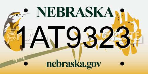 1AT9323 Nebraska License Plate