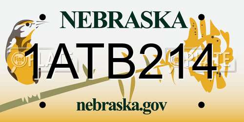 1ATB214 Nebraska License Plate