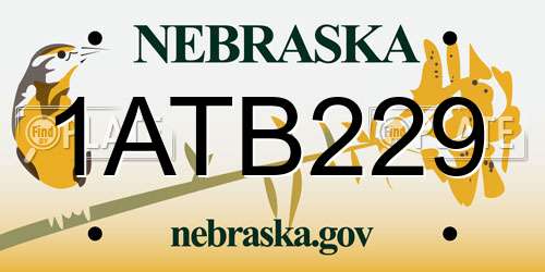 1ATB229 Nebraska License Plate