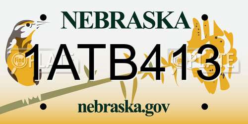 1ATB413 Nebraska License Plate