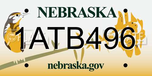 1ATB496 Nebraska License Plate