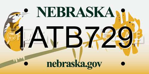 1ATB729 Nebraska License Plate