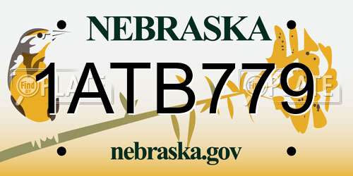 1ATB779 Nebraska License Plate