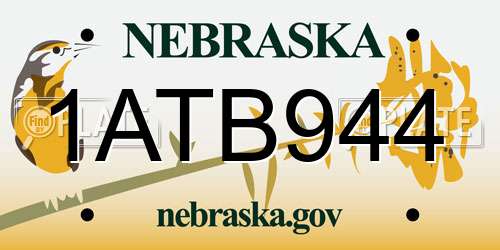 1ATB944 Nebraska License Plate