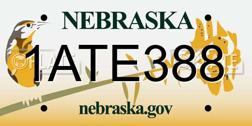 1ATE388 Nebraska License Plate