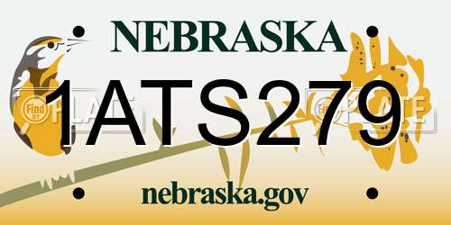 1ATS279 Nebraska License Plate