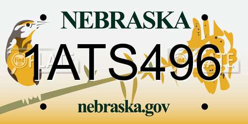 1ATS496 Nebraska License Plate