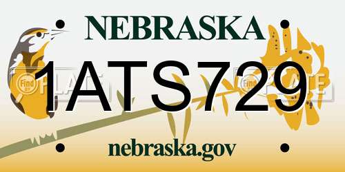 1ATS729 Nebraska License Plate