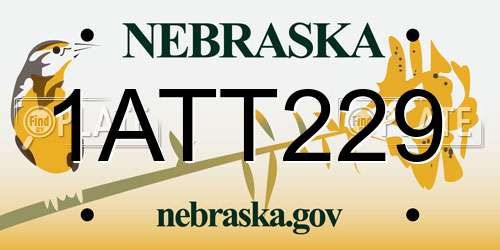 1ATT229 Nebraska License Plate