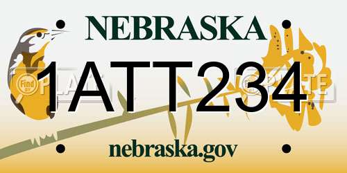 1ATT234 Nebraska License Plate