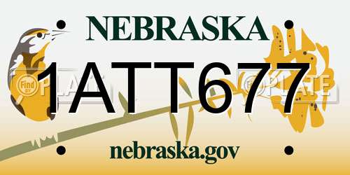 1ATT677 Nebraska License Plate