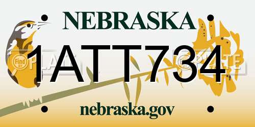 1ATT734 Nebraska License Plate
