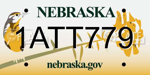 1ATT779 Nebraska License Plate