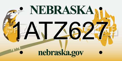 1ATZ627 Nebraska License Plate
