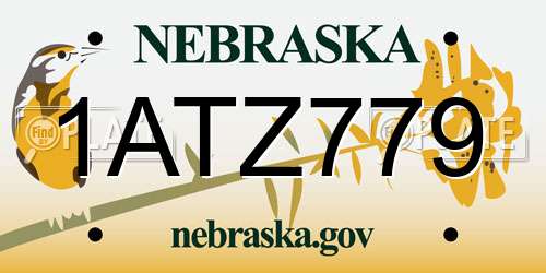 1ATZ779 Nebraska License Plate