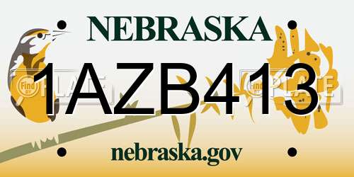 1AZB413 Nebraska License Plate