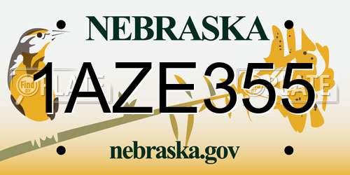 1AZE355 Nebraska License Plate