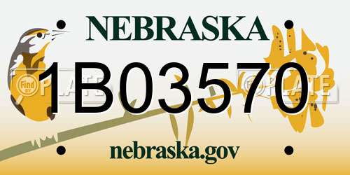 1B03570 Nebraska License Plate
