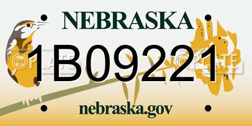 1B09221 Nebraska License Plate