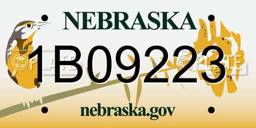 1B09223 Nebraska License Plate