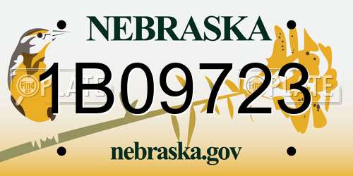 1B09723 Nebraska License Plate
