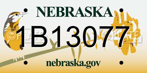 1B13077 Nebraska License Plate