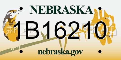 1B16210 Nebraska License Plate