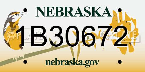 1B30672 Nebraska License Plate