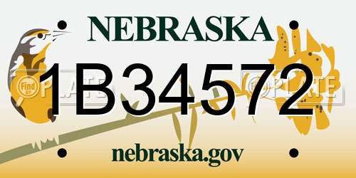 1B34572 Nebraska License Plate