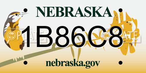1B86C8 Nebraska License Plate