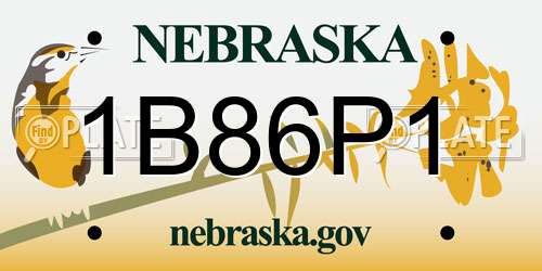 1B86P1 Nebraska License Plate