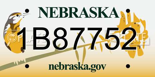 1B87752 Nebraska License Plate