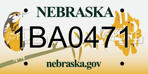 1BA0471 Nebraska License Plate