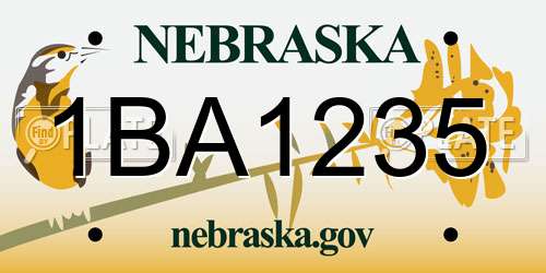 1BA1235 Nebraska License Plate