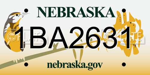 1BA2631 Nebraska License Plate