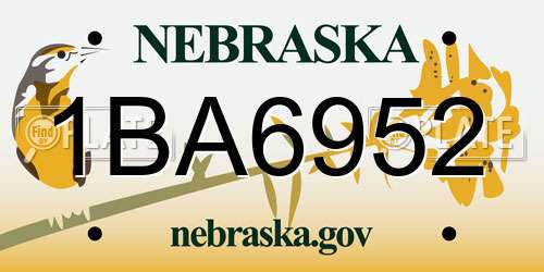 1BA6952 Nebraska License Plate