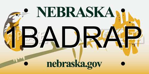 1BADRAP Nebraska License Plate