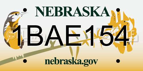 1BAE154 Nebraska License Plate