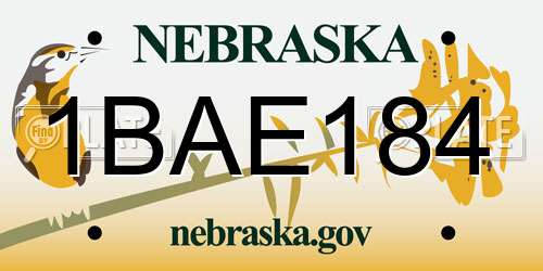 1BAE184 Nebraska License Plate