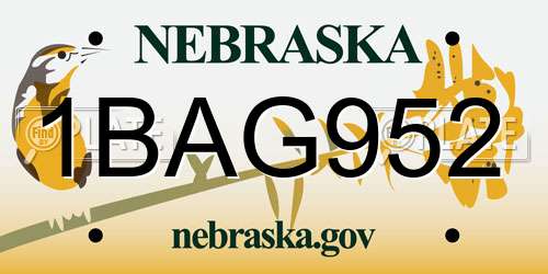 1BAG952 Nebraska License Plate