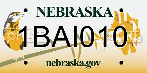 1BAI010 Nebraska License Plate