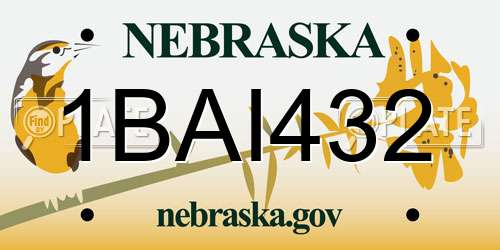 1BAI432 Nebraska License Plate