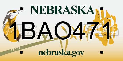 1BAO471 Nebraska License Plate