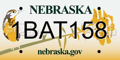 1BAT158 Nebraska License Plate
