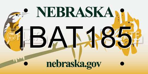 1BAT185 Nebraska License Plate