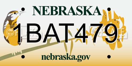 1BAT479 Nebraska License Plate