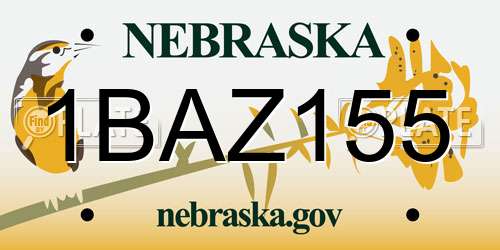 1BAZ155 Nebraska License Plate