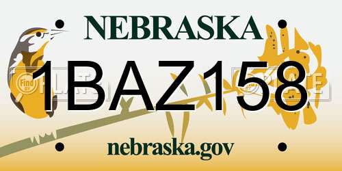 1BAZ158 Nebraska License Plate