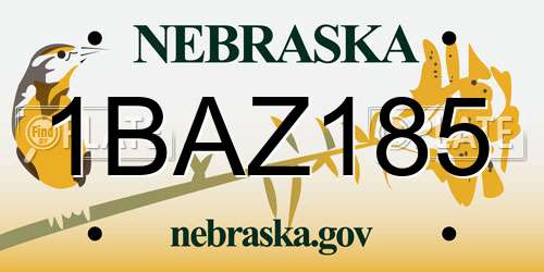 1BAZ185 Nebraska License Plate