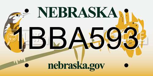 1BBA593 Nebraska License Plate